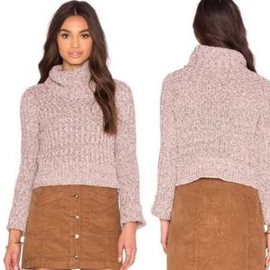 Free People Twisted Cable Knit Cowl Neck Sweater in Ballet Combo